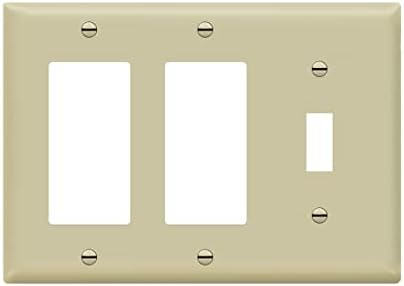 Leviton 3-Gang Wall Plate - 1 Toggle & 2 Decora/GFCI Combo - White Thermoplastic Nylon - Easy Device Mount Installation