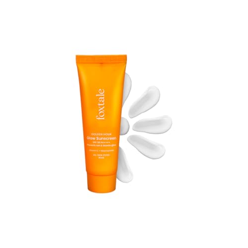Image of Foxtale Glow Sunscreen SPF 50 PA++++ with Vitamin C & Niacinamide, In-Vivo Tested, Sensitive-Skin Friendly, Made with 100% New-Gen Filters, Lightweight, Non-Greasy, No White Cast |For Men & Women | All Skin Types | 10 Ml