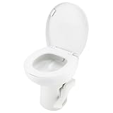 RecPro Ceramic RV Toilet | Standard 18' Height | Camper Toilet | Optional Hand Spray | White or Parchment (White, No Hand Spray)