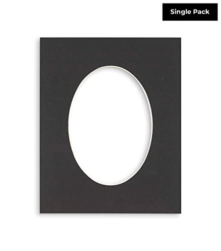 CountryArtHouse Black Acid Free 12x16 Oval Picture Frame Mat with White Core Bevel Cut for 10x13 Pictures - Fits 12x16 Frame - Pack of 1 Matboard