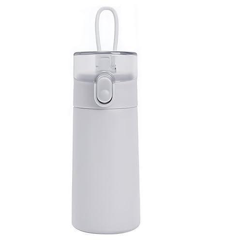 150ml Insulated Small Water Bottle with Straw - 304 Stainless Steel Flask with One-Hand Open Design, Leak-Proof Locking Lid Flask, 4-6 Hours Hot/Cold Retention & Portable for Coffee Milk(Light Grey)