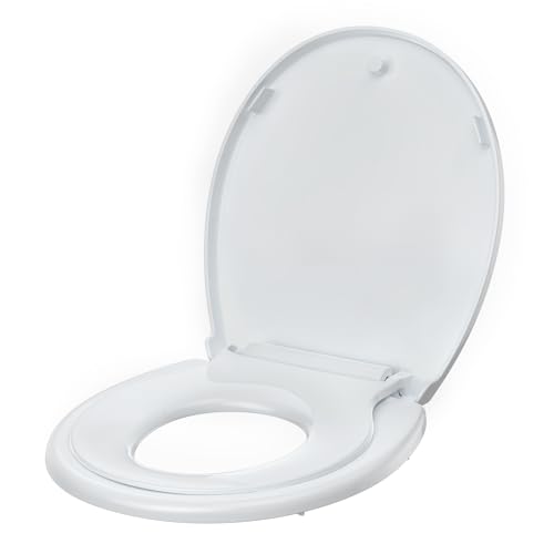 Garvee Toilet Seat with Toddler Seat, Round Toilet Seat Cover with Quick-Release Hinges, White PP Soft Close Lid, Toddler Toilet Seats for Potty Train