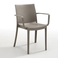 SEDIA IN POLIPROPILENE Con braccioli cm.58x55xh.82. Impilabile (TORTORA)