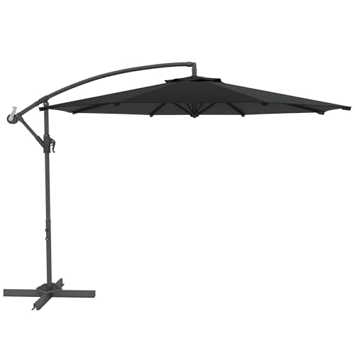 Outsunny Parasol déporté octogonal rabattable diamètre 3 m parasol de jardin avec pied en croix...
