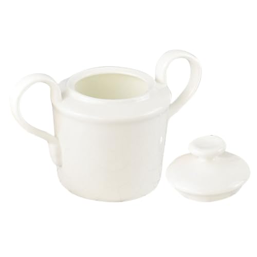 HEALEEP Azucarero de Cerámica Blanco con Tapa, Tarro Cuadrado Multifunción para Azúcar, Bote Práctico para Hogar y Café, Recipiente Liso y Fácil de Limpiar, Tamaño Compacto