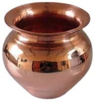 Traditional Pure Copper Lota Prayer Temple Pooja Kalash Item Hindu Drinking Pot Brass Pooja, Kalash Lota For Hindu Festival Puja, Gold Color