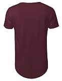 Męska koszulka Hipster Curve Hem Droptail Premium Longline T-shirty, 1HC01_Wine, S