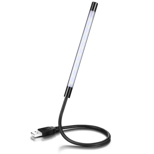 Image of ELEPHANTBOAT 45cm USB LED Bar Light with Flexible Aluminum Alloy Gooseneck, Dimmable Touch Control Desk Lamp, Plug and Play Adjustable Reading Light for Office Study Keyboard and Bedside Use