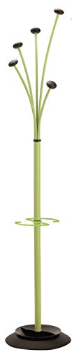 Alba - Porte Manteau - PMFESTY2 - 5 Patères - Portant à Vêtements - Porte Parapluie - Porte Accessoires - Base Stable Lestée - Montage facile - Noir/Vert Anis