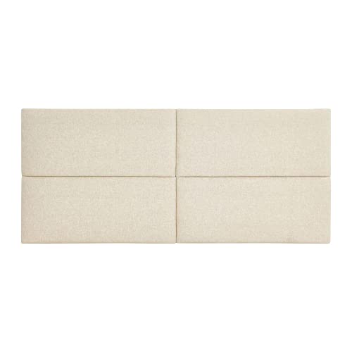 Main + Mesa Nosom Sound Reducing Four Panel Linen Blend Upholstered Headboard, Natural, Queen #TOP29