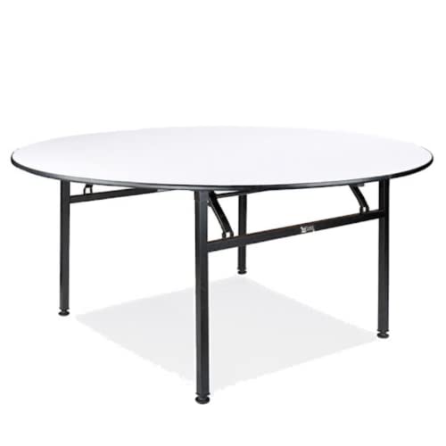 space panda Kate Round Banquet Table in Ply Laminated Top | Heavy-Duty Folding Table with Metal Frame, Durable Top for Events, Parties, Restaurants, and Catering in White Finish (3 x 3 Ft)