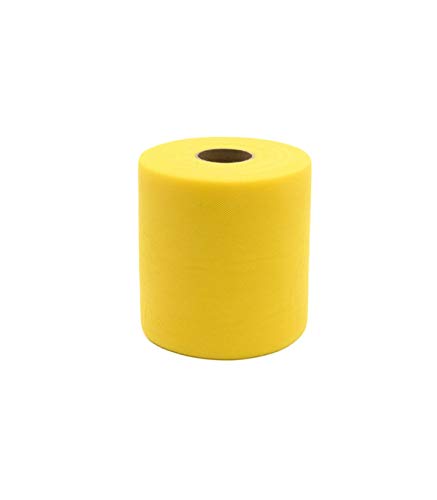 Rouleau de bobine de tulle pour décorations et compositions, 12,5 cm x 100 mètres (jaune)