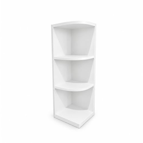 Lieeres 30" H White Shaker Wall Open End Shelf with 3 Display Tiers