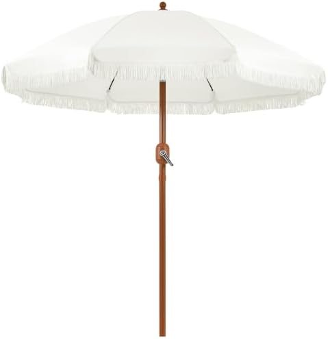 Abician Parasol de Jardin à Franges Parasol d'extérieur Inclinabl...