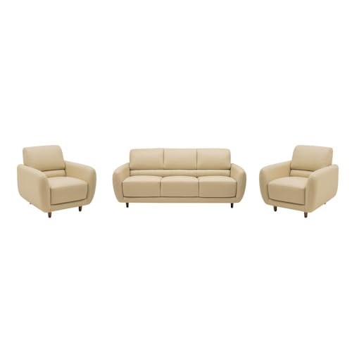 Image of Wakefit Sofa Set | 5 Year Warranty | Sofa 5 Seater, 5 Seater Sofa for Living Room, Wooden Sofa Set, Sofa Set 3+1+1 Seater - Solomon(Robin : Beige)
