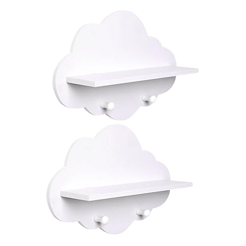 COMNESTBI 2 Estantes Flotantes De Pared para Decoración del Hogar para Baño De Madera Blanca
