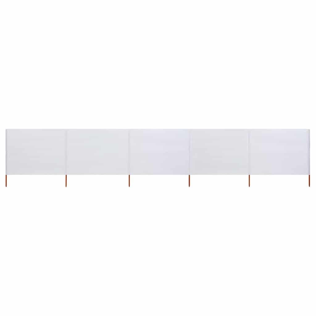 vidaXL 5-panel Wind Screen Durable Stable Sun Privacy Folding Screens Breakers Beach Shelter Camping Windbreaks Fabric 600x120cm Sand White