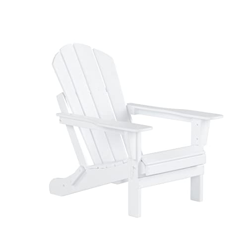 Wo Home Furniture Adirondack Folding Chair 4 Pc Set Classic Outdoor Patio Chair For Bon Fire Pit Lawn Backyard Beach Plastic Weather-Resistant (White) #TOP2