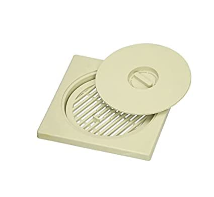 New Ware Square 3 Pc PVC Bathroom Jali/Trap Floor Drain Water Drain Grating (Ivory)