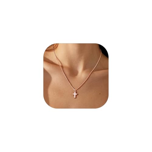 Image of U7 Cross Necklace for Women Small,Dainty Rose Gold Small Cross Pendant Necklace Non Tarnish Christian Necklaces Religious Jewelry Gift for Her