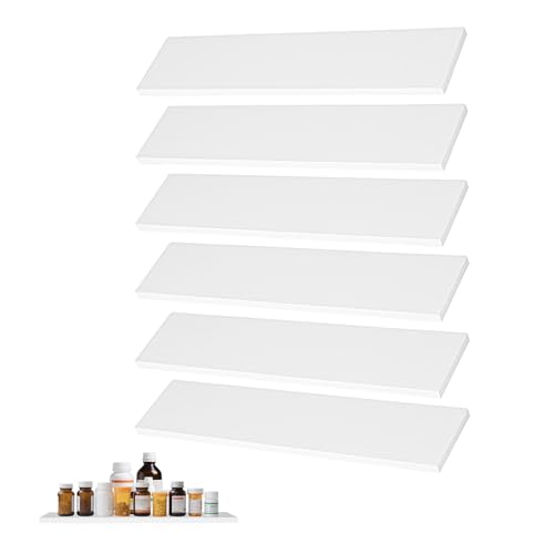 EVERDIJ 6pcs Medicine Cabinet Shelf Replacement 13inch Wooden Medicine Cabinet Shelves Wooden Bathroom Cabinets Shelves for Living Room Bathroom Kitchen Wall Mounted Medicine Cabinets (White)