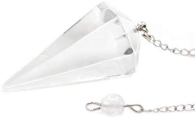 Fashion Passion India Natural Gemstone Rock Crystal Hexagonal Pointed Reiki Chakra Pendant Pendulum