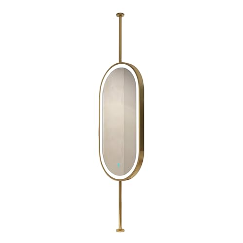 LED���C�g�t���̑ȉ~�`�̓V����t���~���[�A���߉\��LED�o�X���[���~���[�Ɩ��A�J�X�^�}�C�Y�\�Ȏ��t�����b�h�B(Gold,50x90cm)