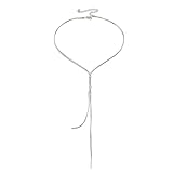 KONFEN Mujeres Collares Largos Y, Elegante Deep-V Collar largo de borlas para el vestido de fiesta, cruzadas de acero de titanio serpiente cadena de joyería regalos para Lover(2 Style, Gold/Silver)