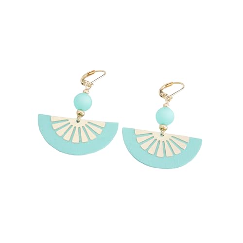 Boucles d'oreilles demi-lune en cuir vert menthe dore bijou tendance femme