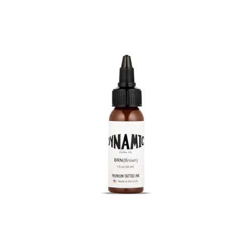 Image of Dynamic Color Brown Tattoo Ink, Made in USA Since 1990, 1 oz | Sterilized and lot-numbered for full traceability; established American brand trusted by artists worldwide