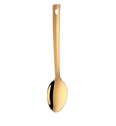 BuyGo Large Serving Spoon Stainless Steel Long Buffet Spoon Gold Solid Spoon with Mirror Polish Dishwasher Safe 1307 Inch