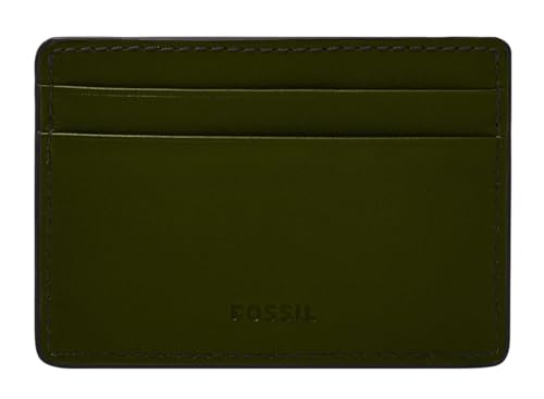 Fossil Porte-Cartes Steven Card Case ultra plat en cuir véritable kaki