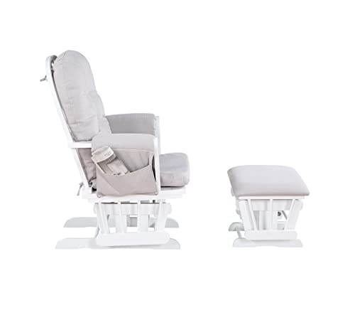 Suite Bebe Carson Glider And Ottoman In White Wood And Woven Gray Fabric #TOP4