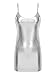 Heavelove Women Wet Look Clubwear Pu Metallic Latex Leather Dress Tank Vest Clubwear Mini Bodycon Cami Dress (US, Numeric, 4, Regular, Regular, Silver)