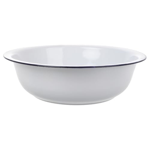 Tazón esmaltado vintage blanco 36 cm de gran capacidad miniatura 1