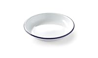 HENDI Teller, Tief, mit einem blauen Rand, Stapelbar, Ofensicher, Abriebfest, Unzerbrechlich, Pastateller, Essteller, Speiseteller, Salatteller, ø200x(H) 32mm, emaillierter Stahl