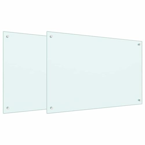 vidaXL Küchenrückwand 2 pcs Weiß 90 x 60 cm Gehärtetes Glas, Moderne Küchenrückwand, langlebiger hitzebeständiger Glas-Schutz, schlankes Upgrade für den Kochbereich, minimalistisches Schutzpanel