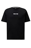 Unisex T-Shirt im Loose Fit Klassischer Rundhalsausschnitt Kurze Ärmel mit doppelt vernähten Bündchen Mit FIRE+ICE Rubber-Frontprint Doppelt vernähter Saumabschluss mit rückseitigem Logo-Textil-Patch