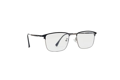 Image of ADMIRE Metal Frame Eyeglasses, Black, Rectangular Shape, Clear Lens, Lightweight Hal-Rim Spectacles