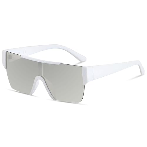 LYZOIT Square Sunglasses Women Men Flat Top Mirrored Sunnies Shades UV Protection