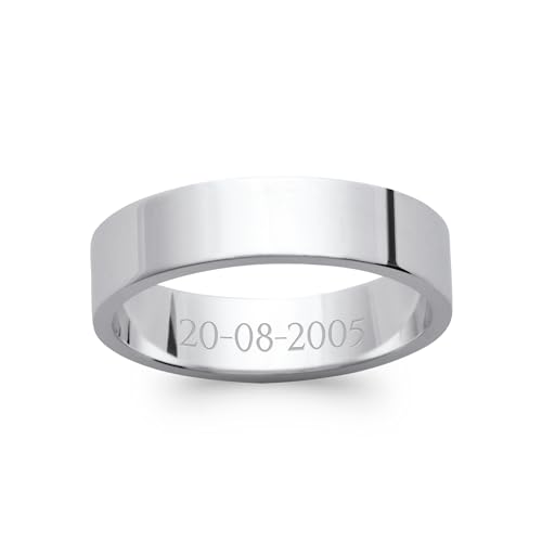 Alliance en Argent 925 Tata Gisèle anneau rhodié lisse de 5mm