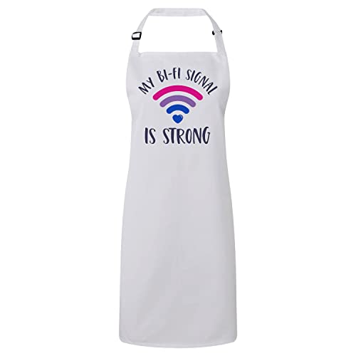 Tablier cuisine premium blanc My Bi-fi Is Strong gay lesbien bi trans pride
