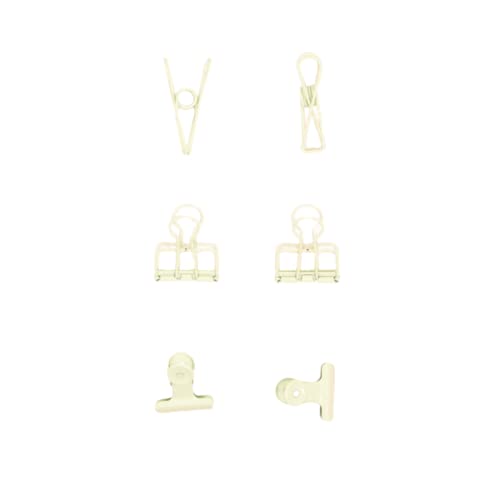 Image of Craftelier - Set of 6 Metal Clamps with 3 Different Sizes and 3 Different Designs | Holds for Scrapbooking and Craft Materials | Dimensions Approx. 1 x 5.5 cm, 3 x 4 cm, 3 x 3 cm - Mint Green Colour