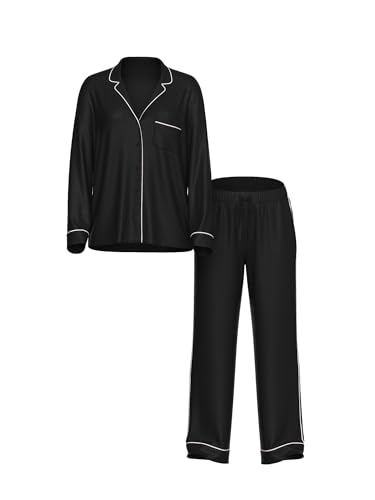 Image of Victoria's Secret Satin Pajama Set, Long Sleeve Button Down Shirt & Pants, Sleepwear for Women (XS-XXL)