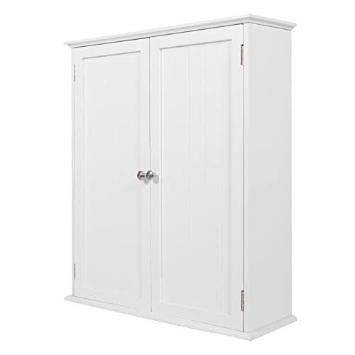 AKVOMBI Wall Mount Bathroom Storage Cabinet, White Bathroom Cabinet with Doors and Adjustable Shelves, Wall Cabinet for Bathroom Above Toilet, Medicine Cabinet Wall Mounted, Wood