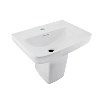 PARRYWARE REVIVE Series Half Pedestal WASH BASIN (White) With Faucet Hole | 240x310x185mm, Rectangle | Ceramic Basin/Sink for Bathroom, Living Room | NOT Table/Counter Top | C898146