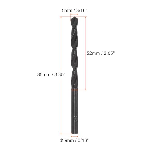 sourcing map 10pcs Jobber Drill Bits 5mm (3/16") Nitride Coated High Speed Steel (HSS) 4241 Twist Drill Bits for Stainless Steel Copper Aluminum Alloy Metal Wood Plastic, Black 2 sourcing map 10pcs Jobber Drill Bits 5mm (3/16") Nitride Coated High Speed Steel (HSS) 4241 Twist Drill Bits for Stainless Steel Copper Aluminum Alloy Metal Wood Plastic, Black - Image 2