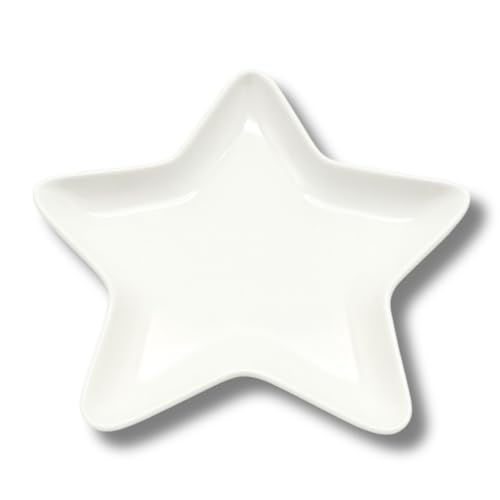 LEONARDO LUXURY HOME DESIGN Piatto Natalizio Porcellana Bianca Forma di Stella Ideale Antipasti Dolci Biscotti Aperitivi Decorazione Tavola Idea Regalo (1, Stella Bianca)