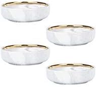 Colias Wing 3.5 Inch Elegant&Attractive Marble Pattern Stylish Design Multipurpose Porcelain Side Dish Bowl Seasoning Dishes Soy Dipping Sauce Dishes-Set of 4-White&Golden