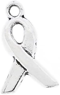 BULK 100 Awareness Ribbon Antique Silver Tone Charms - SC1471
